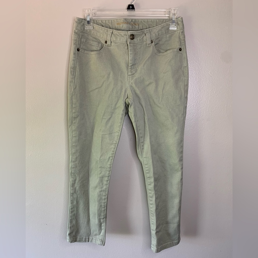 Michael Kors Light Green Cropped Denim Capri Pants